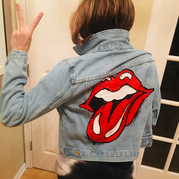 🔥 Rolling Stones custom hand-painted denim jacket - Picture 3 of 5